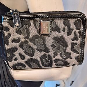 9&Co. Black and Gray Animal Print Wristlet, Wallet Clutch